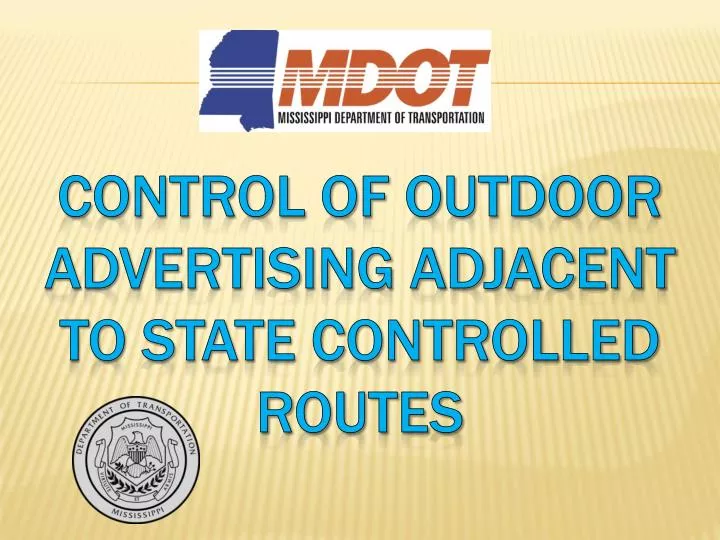 control of outdoor advertising adjacent to state controlled routes n.