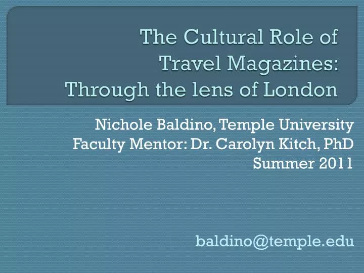 the cultural role of travel magazines through the lens of london n.