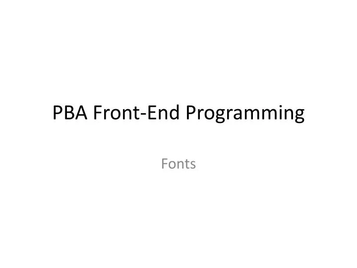 pba front end programming n.