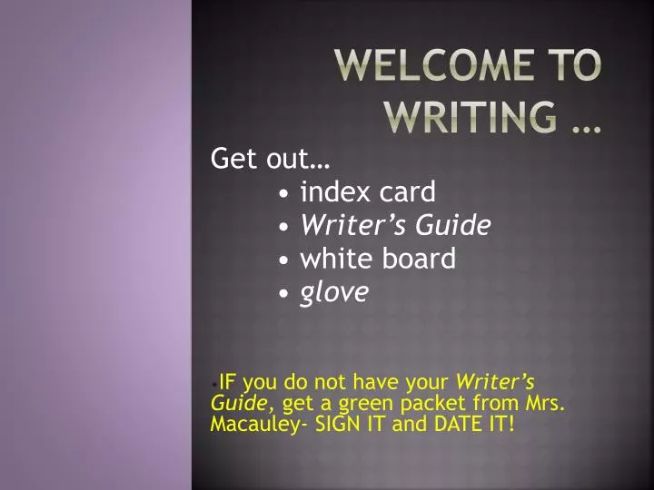 welcome to writing n.