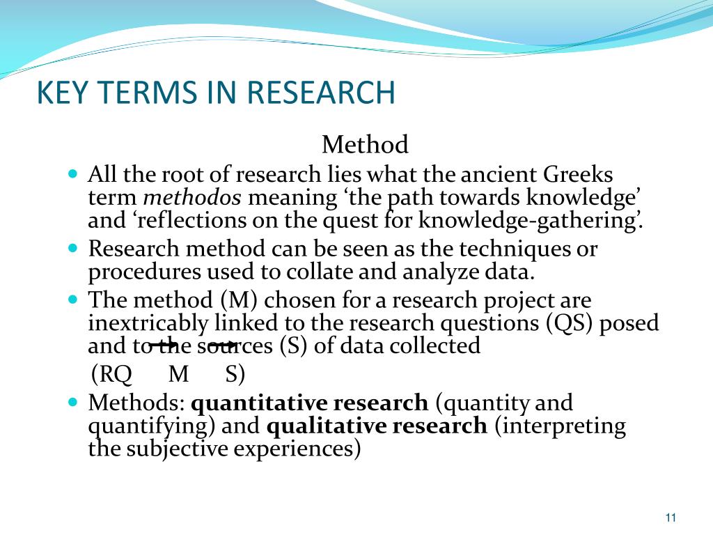 definition of the key terms in research