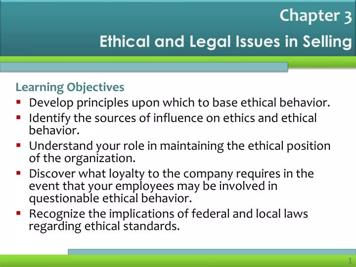 PPT Ethical And Legal Issues In Selling PowerPoint Presentation Free 