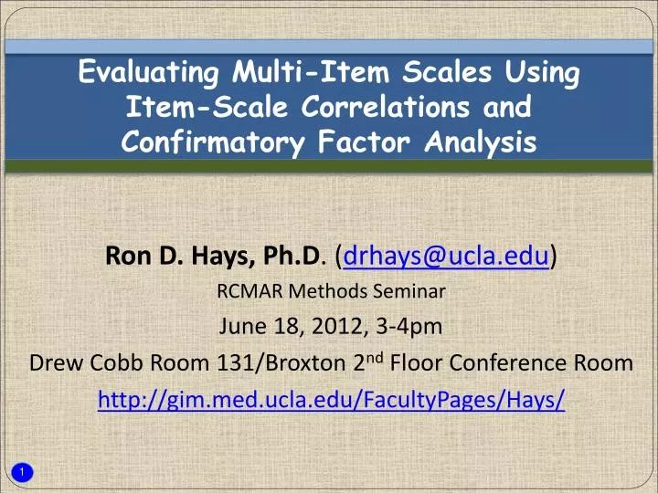 PPT Evaluating MultiItem Scales Using ItemScale Correlations and