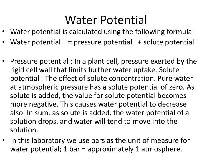 ppt ap biology lab 1 osmosis and diffusion powerpoint water potential formula