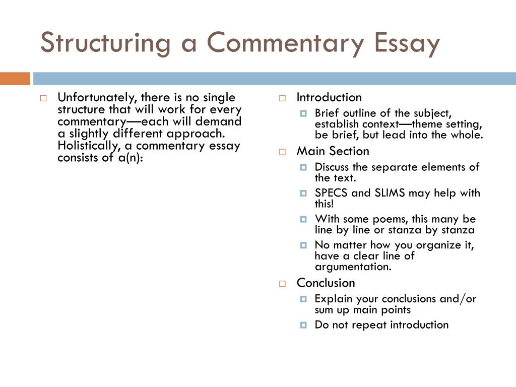 what does a commentary essay mean
