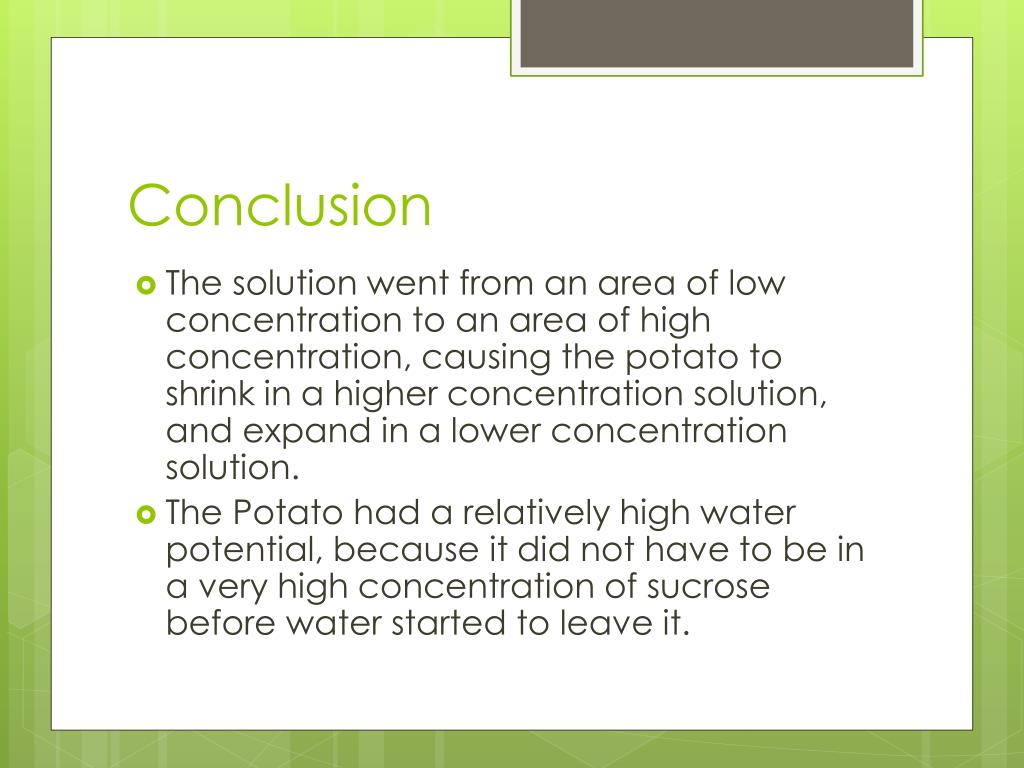 water potential of potato