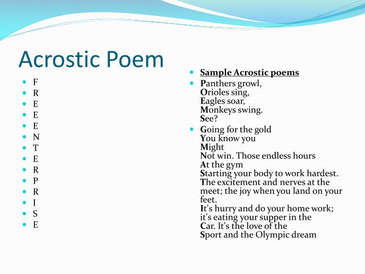 how to write an acrostic poem Our new infographic will teach you how to write an acrostic poem and have you writing poetry soup for every meal. how to write an acrostic poem Our new infographic will teach you how to write an acrostic poem and have you writing poetry soup for every meal.