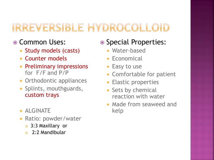 PPT Hydrocolloid Impression Materials PowerPoint Presentation ID