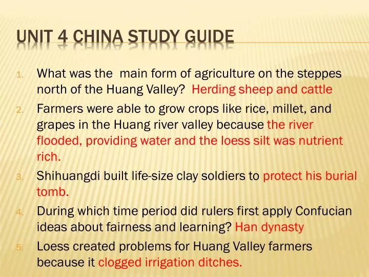 PPT - Unit 4 China Study Guide PowerPoint Presentation, free download ...