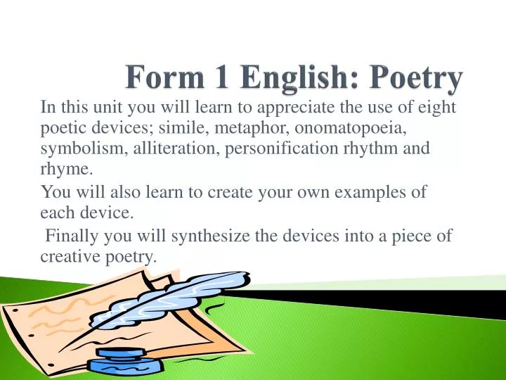 PPT - Form 1 English: Poetry PowerPoint Presentation, free download -  ID:1976124