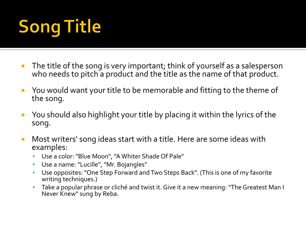song presentation example