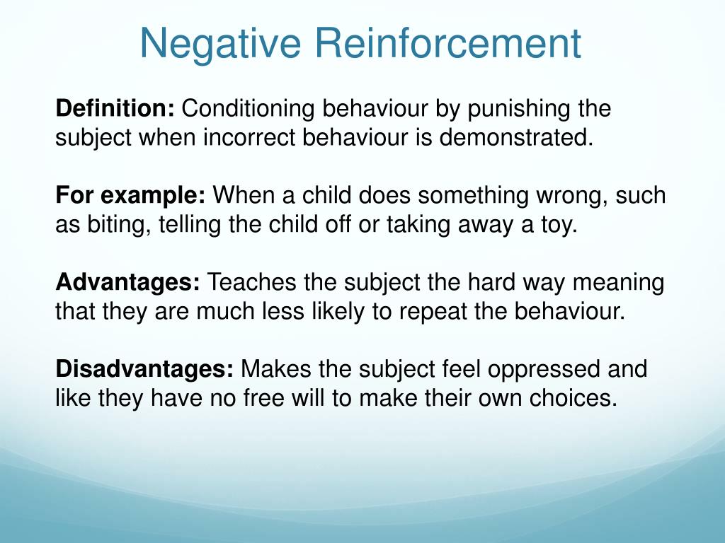 words to describe negative reinforcement examples