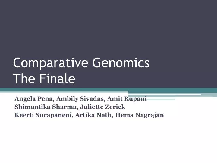 comparative genomics the final e n.