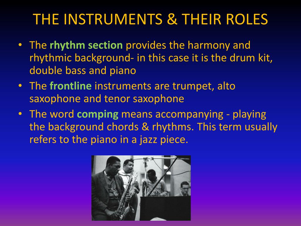 Instrument Roles PPT - Area of Study 3: Popular Music Set-Work 7 – Miles Davis “All ...