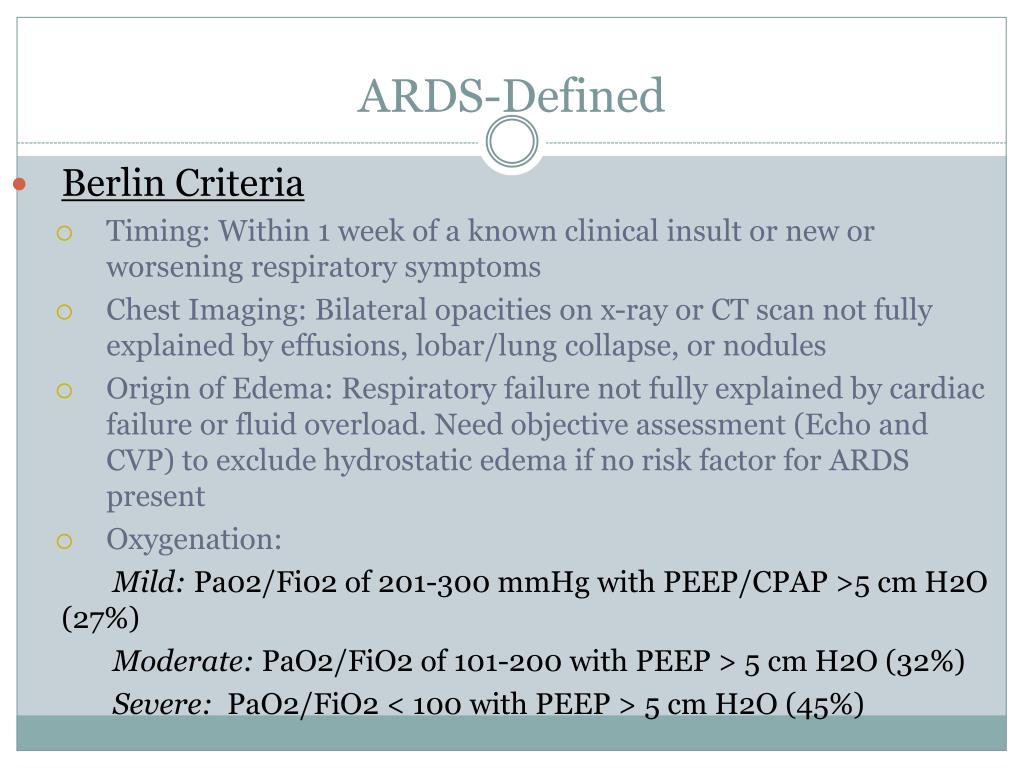 PPT Acute Respiratory Distress Syndrome The Berlin Criteria An