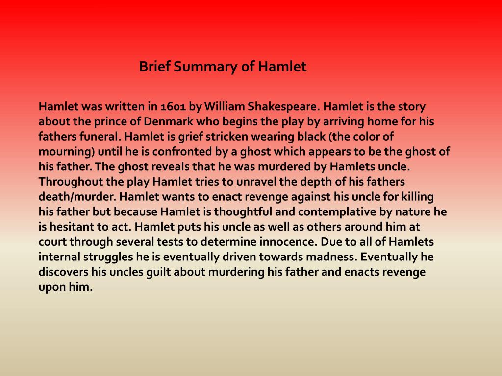 PPT - Brief Summary of Hamlet PowerPoint Presentation, free download -  ID:1977823