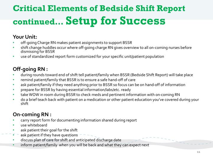 PPT - The Essentials of Bedside Shift Report in Acute Care Adapted from ...