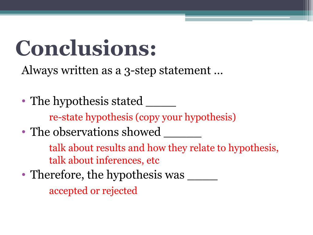 how to write a conclusion for a hypothesis
