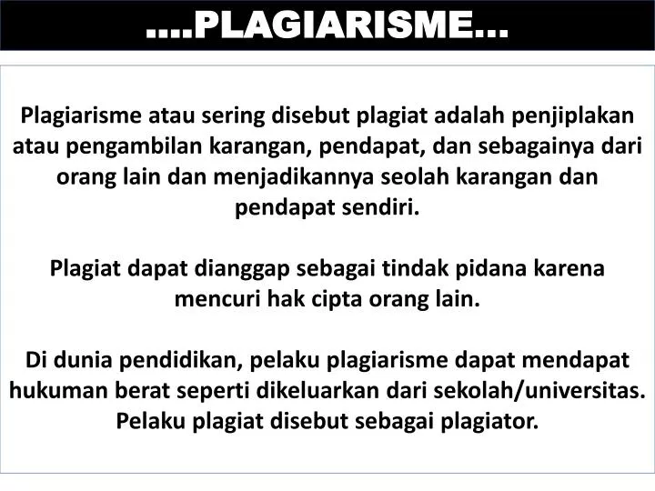Ppt Plagiarisme Powerpoint Presentation Free Download Id 1980319