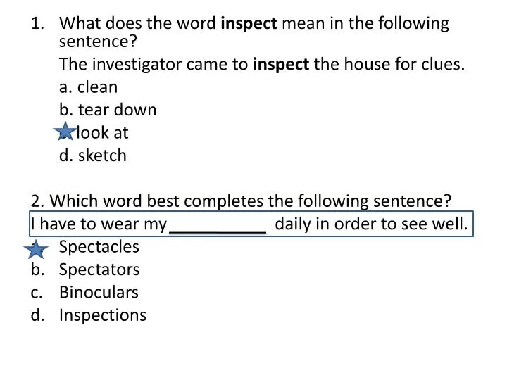 PPT What Does The Word Inspect Mean In The Following Sentence