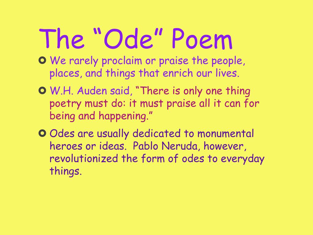 Ode Poems For Kids