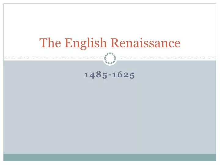 the english renaissance n.