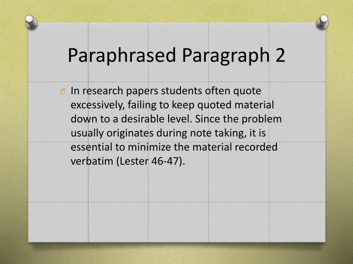 paraphrased paragraph