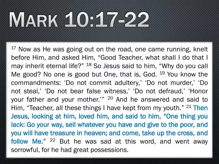 Ppt - Mark 10:17-22 Powerpoint Presentation, Free Download - Id:1986102