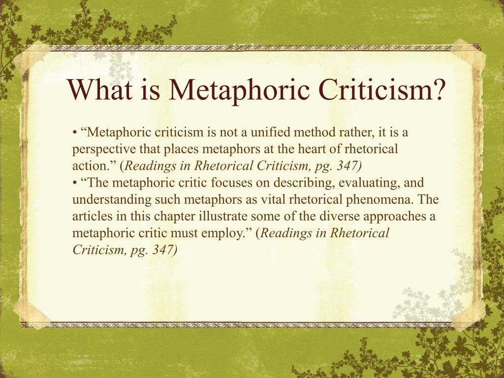 metaphoric criticism essay example