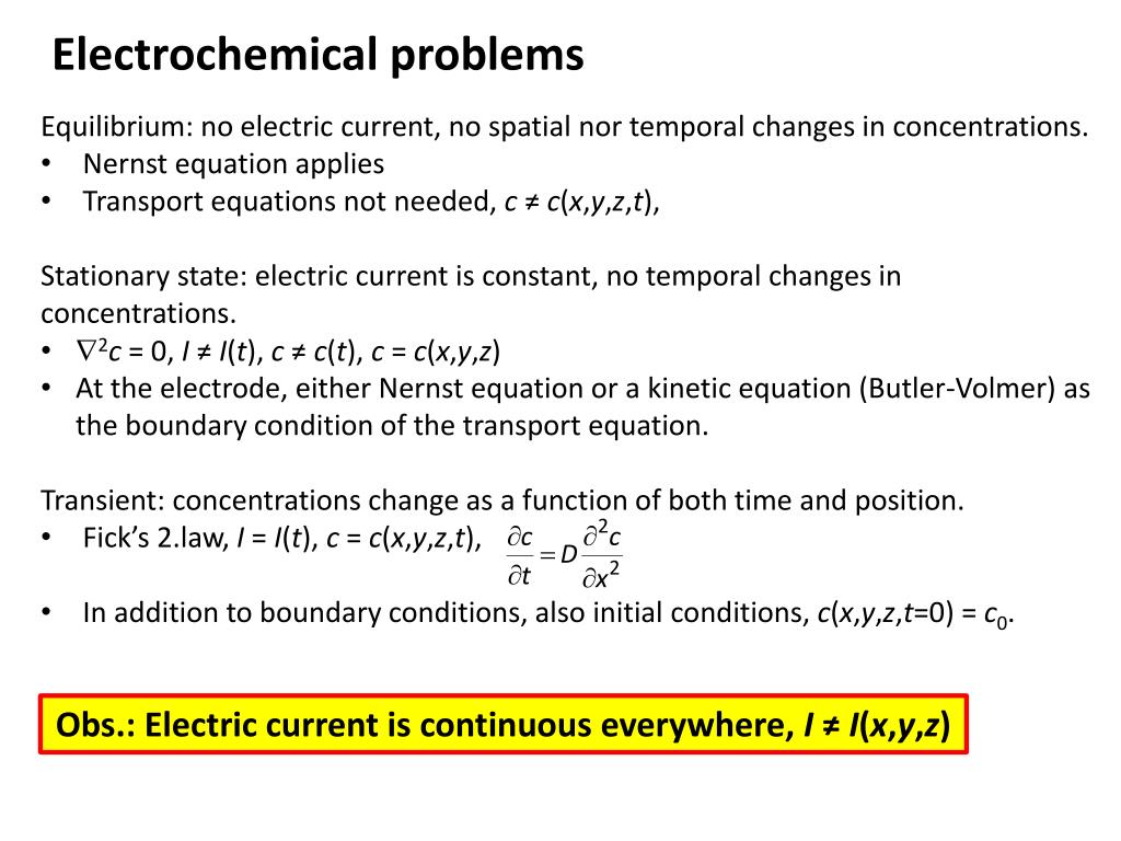Ppt Equilibrium No Electric Current No Spatial Nor Temporal Changes In Concentrations Powerpoint Presentation Id