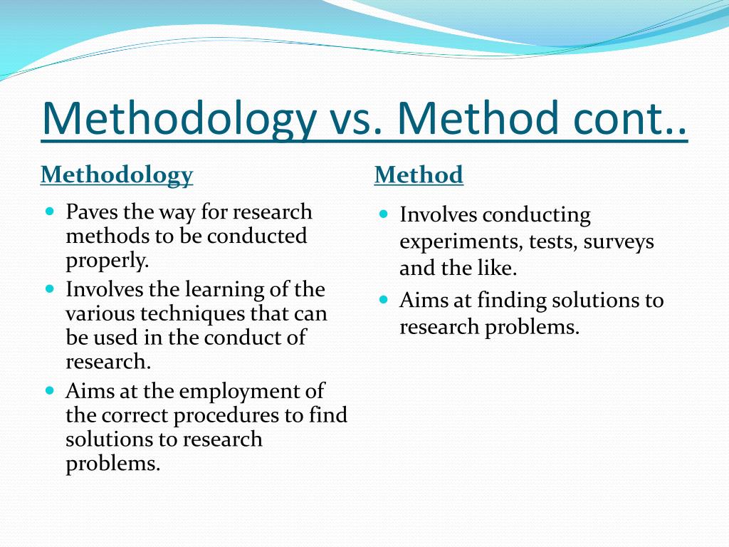 difference between a methodology and a work plan