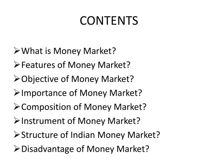 importance of money market