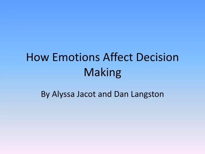 affective decision making affective decision making