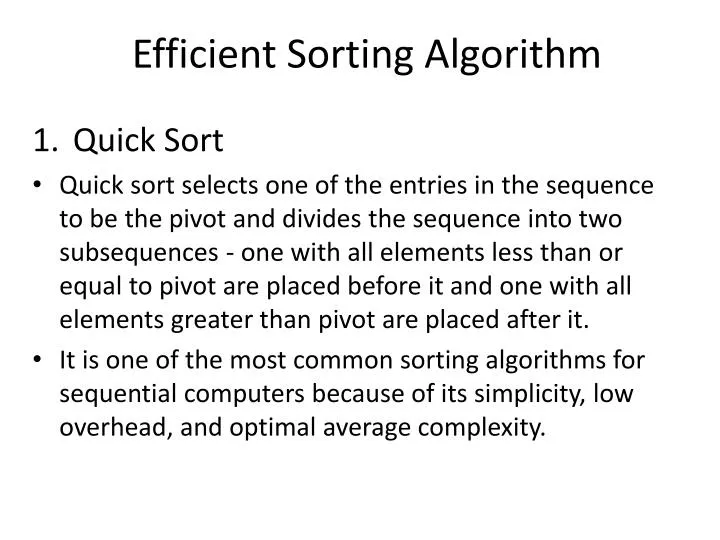 efficient sorting algorithm n.