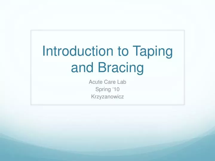 introduction to taping and bracing n.