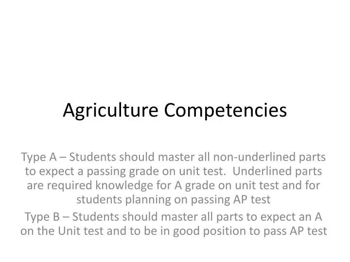 agriculture competencies n.