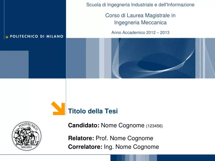Introduzione Di Una Tesi Di Laurea Esempio PPT - Titolo della Tesi PowerPoint Presentation, free download - ID:1990800