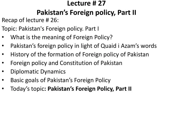 foreign policy of pakistan research paper