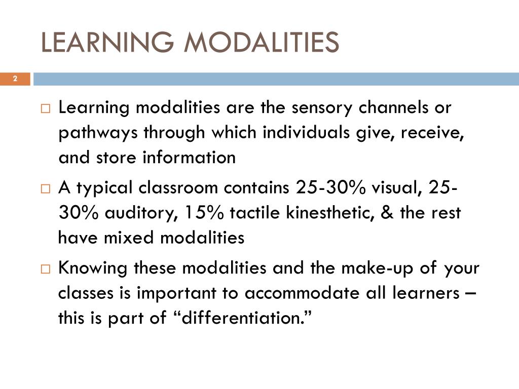 research title about learning modalities