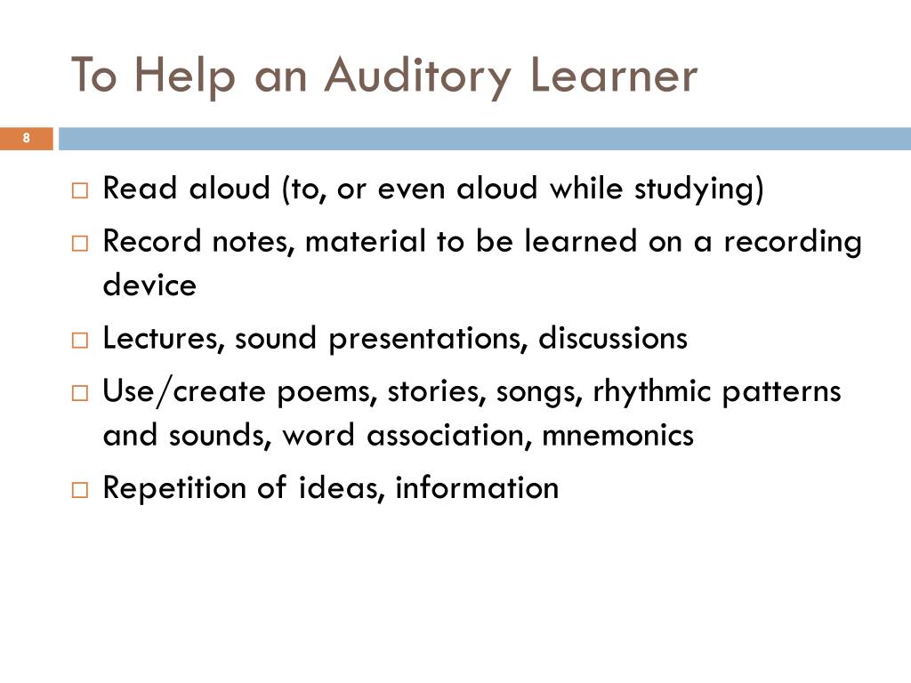 auditory learner strategies