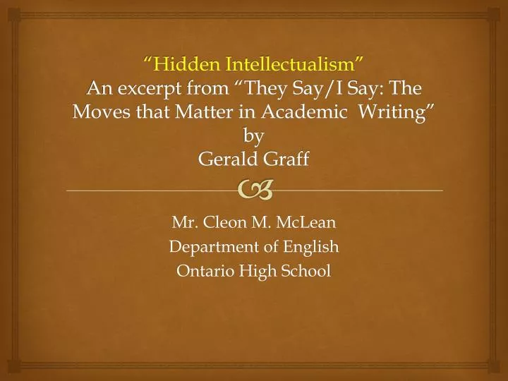 PPT Mr Cleon M McLean Department Of English Ontario High