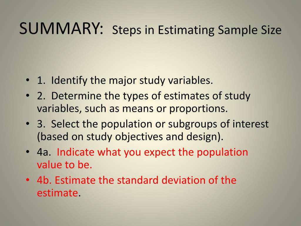 PPT - SAMPLE SIZE ESTIMATION PowerPoint Presentation, free download