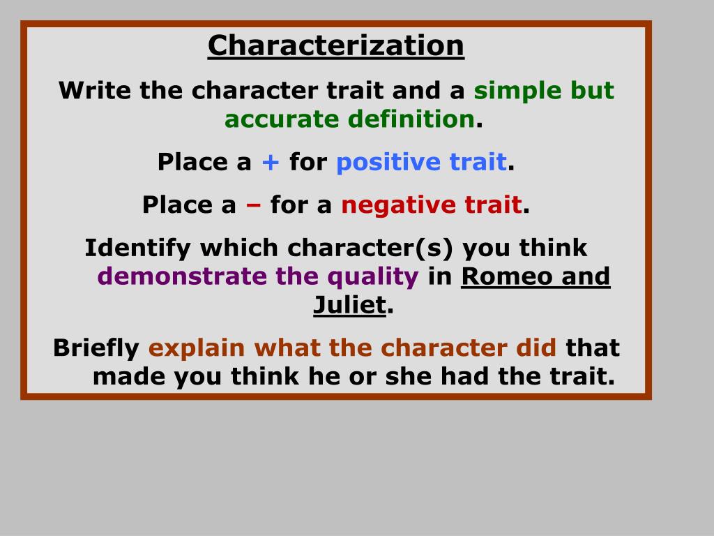 ppt - characterization write the character trait and a simple but