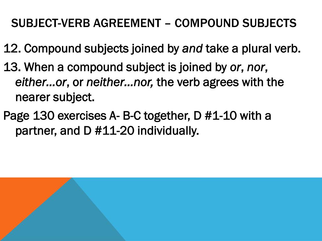 Subject Verb Agreement Compound Subjects Worksheets