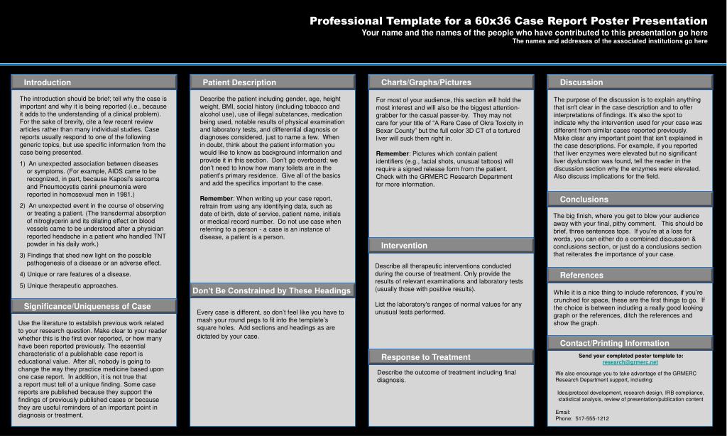 PPT - Professional Template for a 60x36 Case Report Poster Presentation  PowerPoint Presentation - ID:1992351