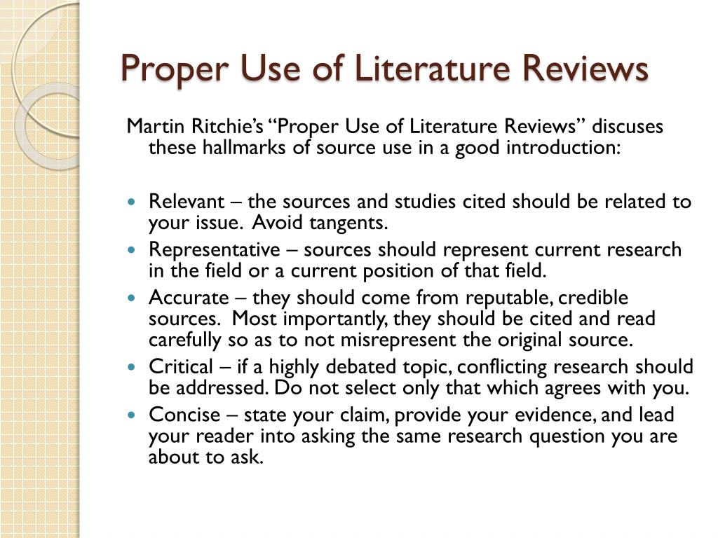 5 uses of literature review