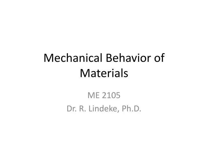 mechanical behavior of materials n.