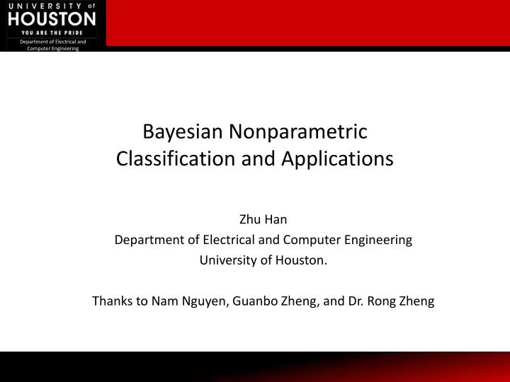 bayesian nonparametric classification and applications n.
