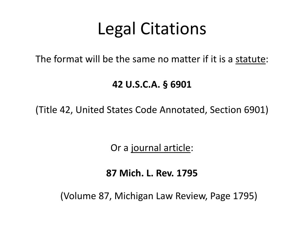 Proper Legal Citation Of Cases