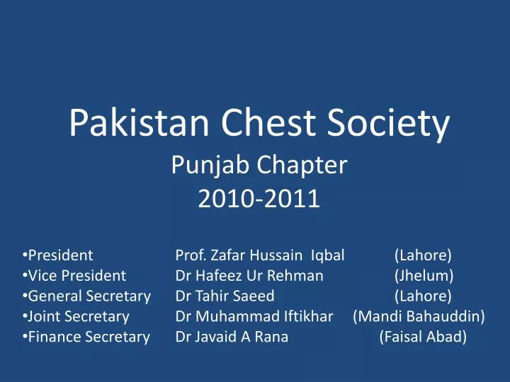 PPT Pakistan Chest Society Punjab Chapter 20102011 PowerPoint